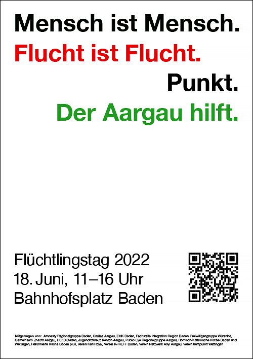 Flüchtlingstag Baden – 18. Juni 2022, Bahnhofsplatz Baden – Flüchtlingstage Aargau