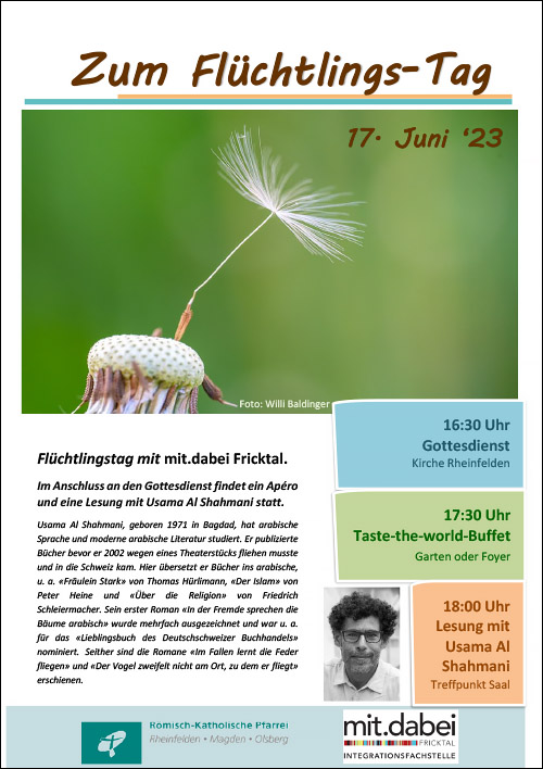 Flüchtlingstage Aargau 2023 im Fricktal: Flüchtlingstag mit mit.dabei Fricktal (17. Juni)