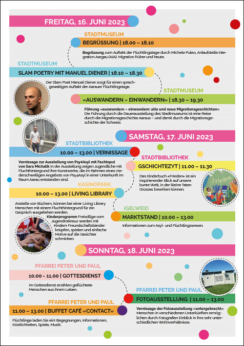 Flüchtlingstage Aarau: 16. bis 18. Juni 2023